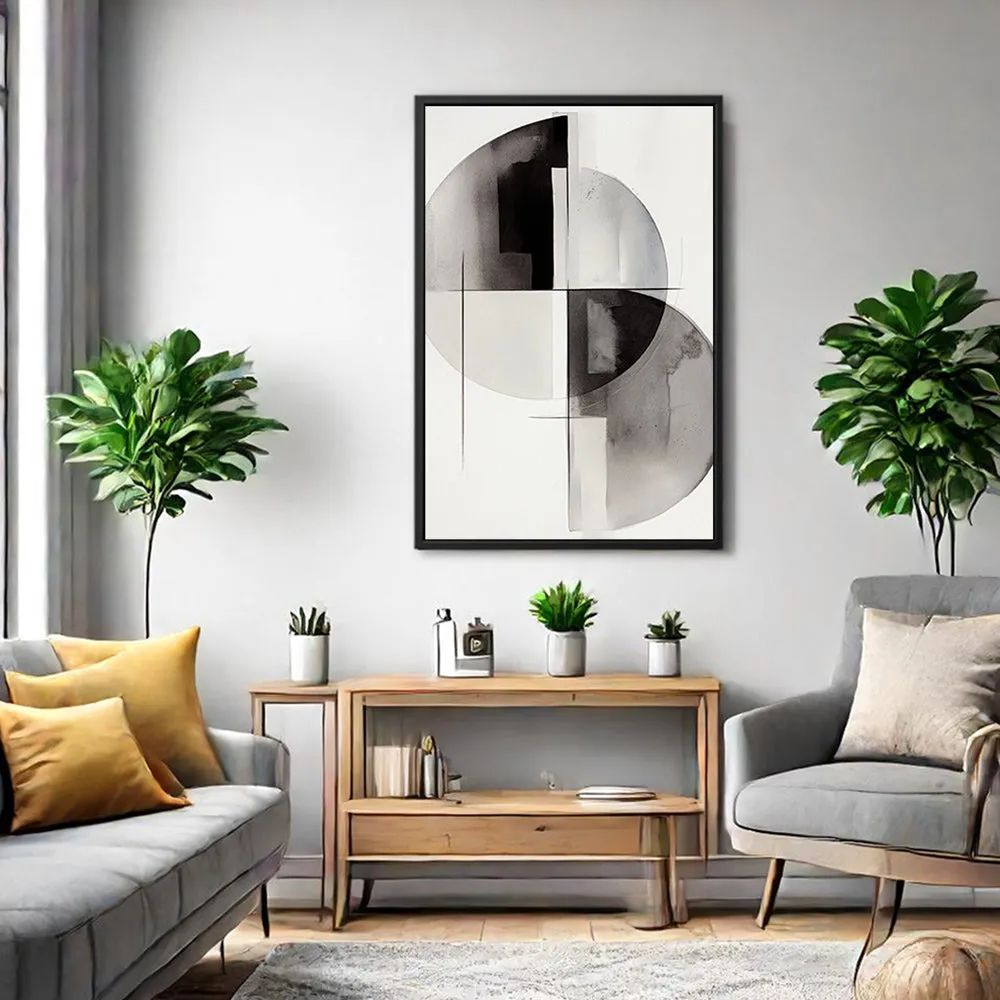 Canvas Wall Art Stretched Over Wooden Frame with Floating Frame and Circles Painting CV4138