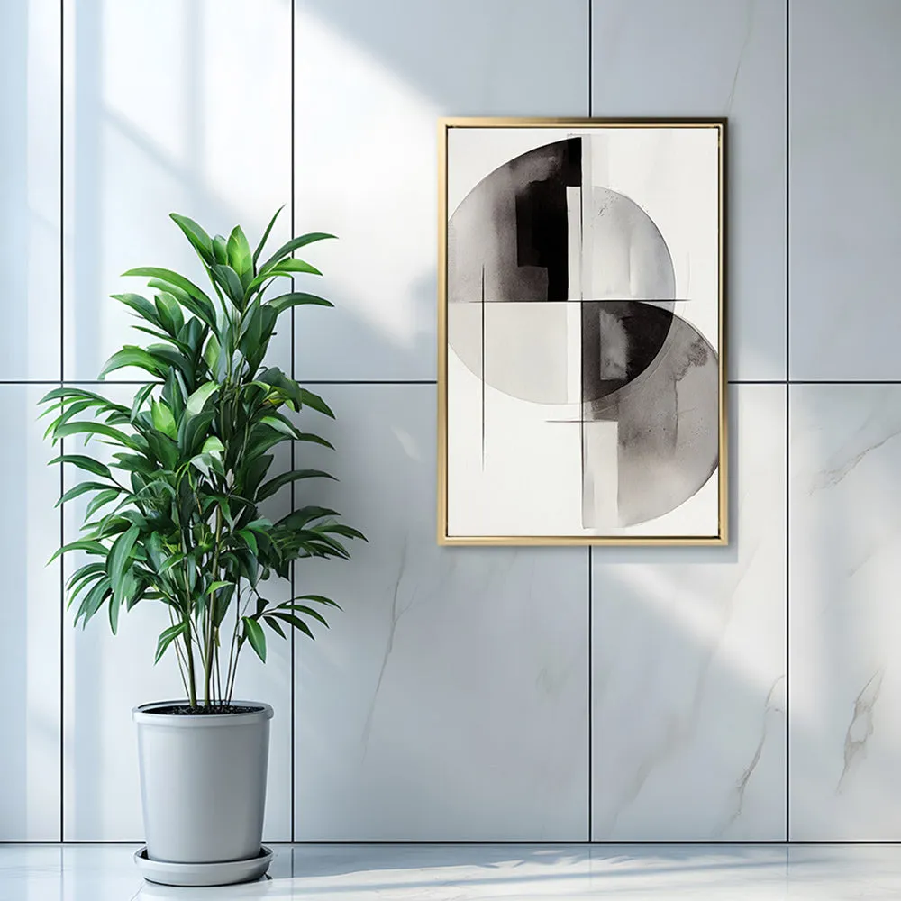 Canvas Wall Art Stretched Over Wooden Frame with Floating Frame and Circles Painting CV4138