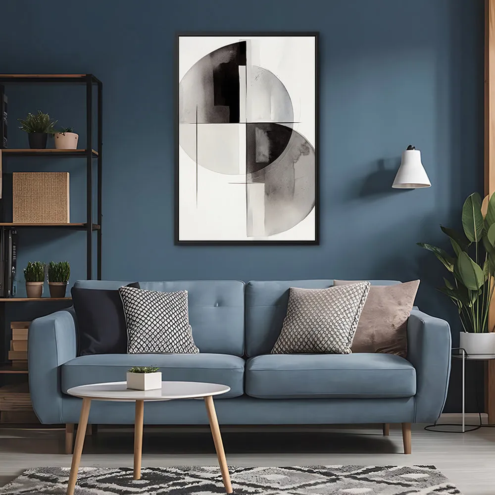 Canvas Wall Art Stretched Over Wooden Frame with Floating Frame and Circles Painting CV4138