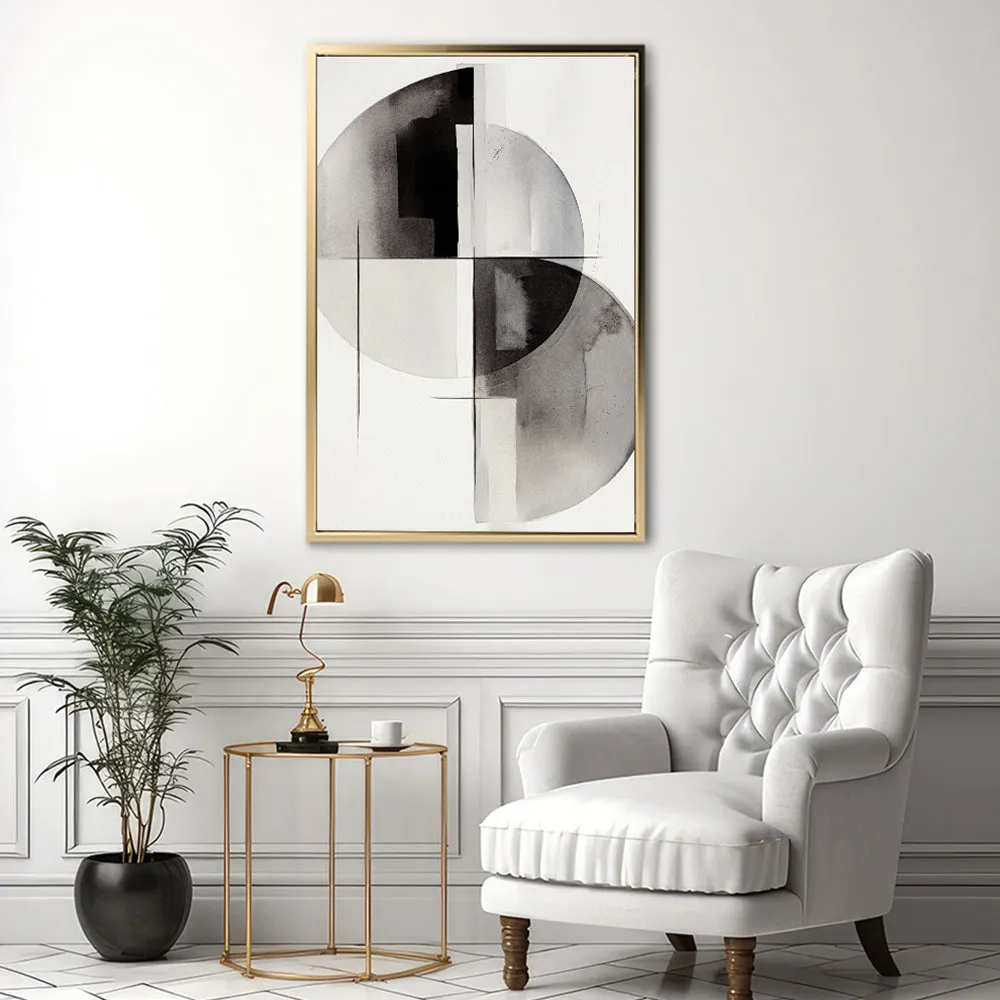Canvas Wall Art Stretched Over Wooden Frame with Floating Frame and Circles Painting CV4138