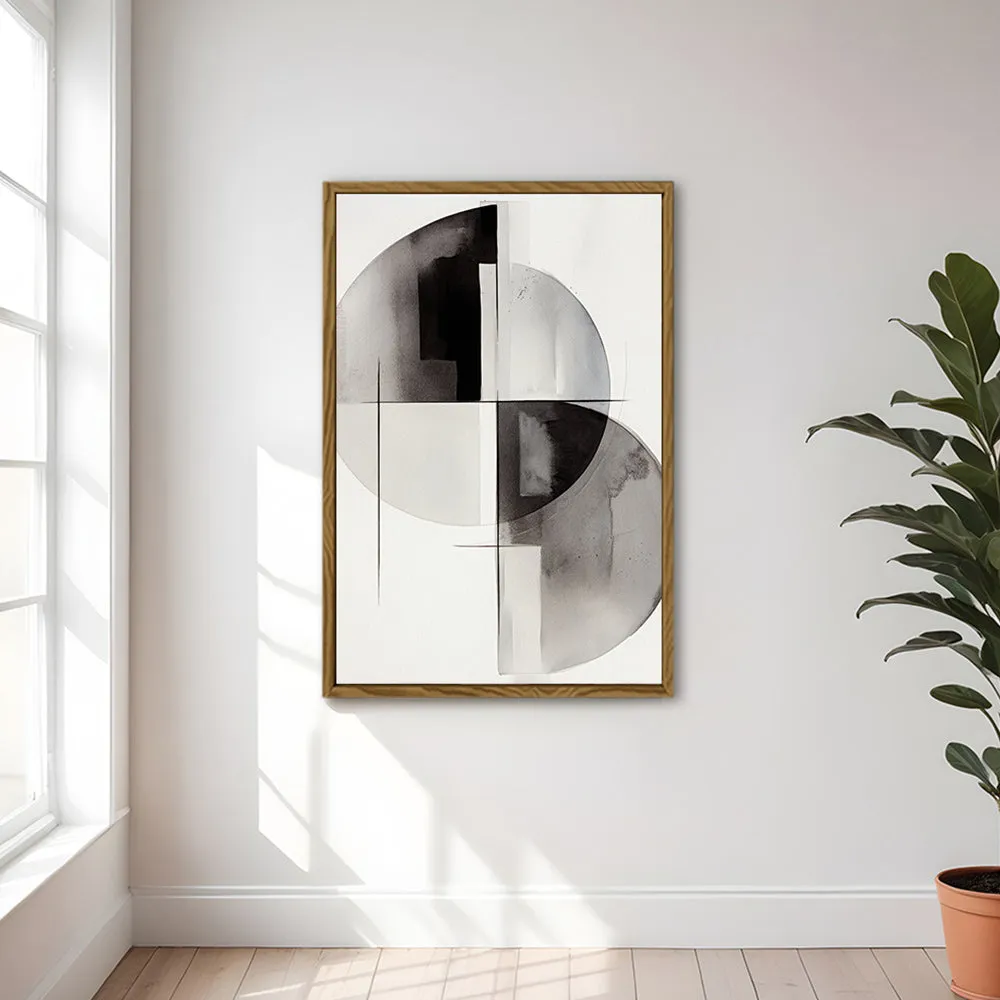 Canvas Wall Art Stretched Over Wooden Frame with Floating Frame and Circles Painting CV4138