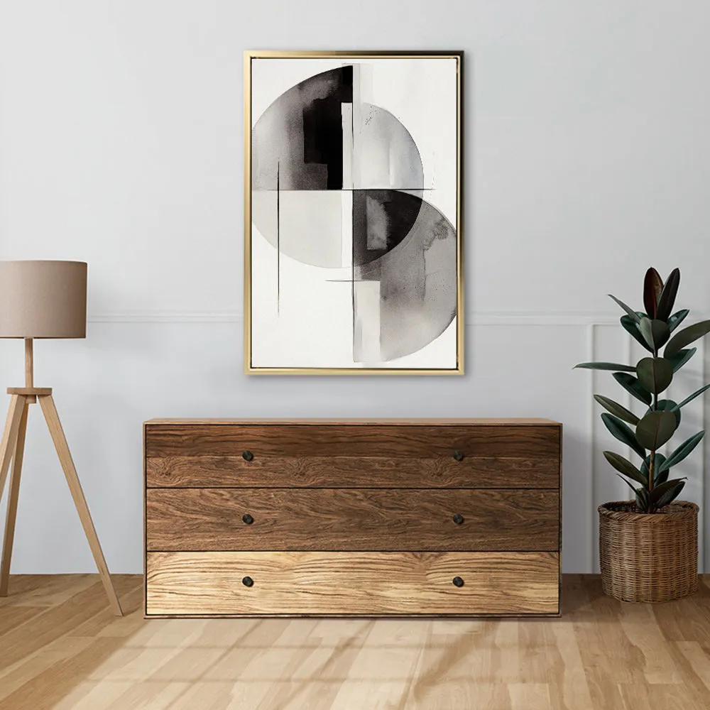 Canvas Wall Art Stretched Over Wooden Frame with Floating Frame and Circles Painting CV4138
