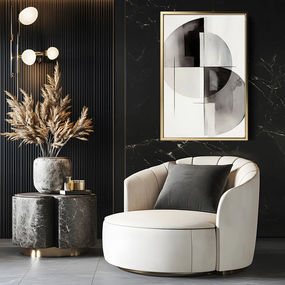 Canvas Wall Art Stretched Over Wooden Frame with Floating Frame and Circles Painting CV4138