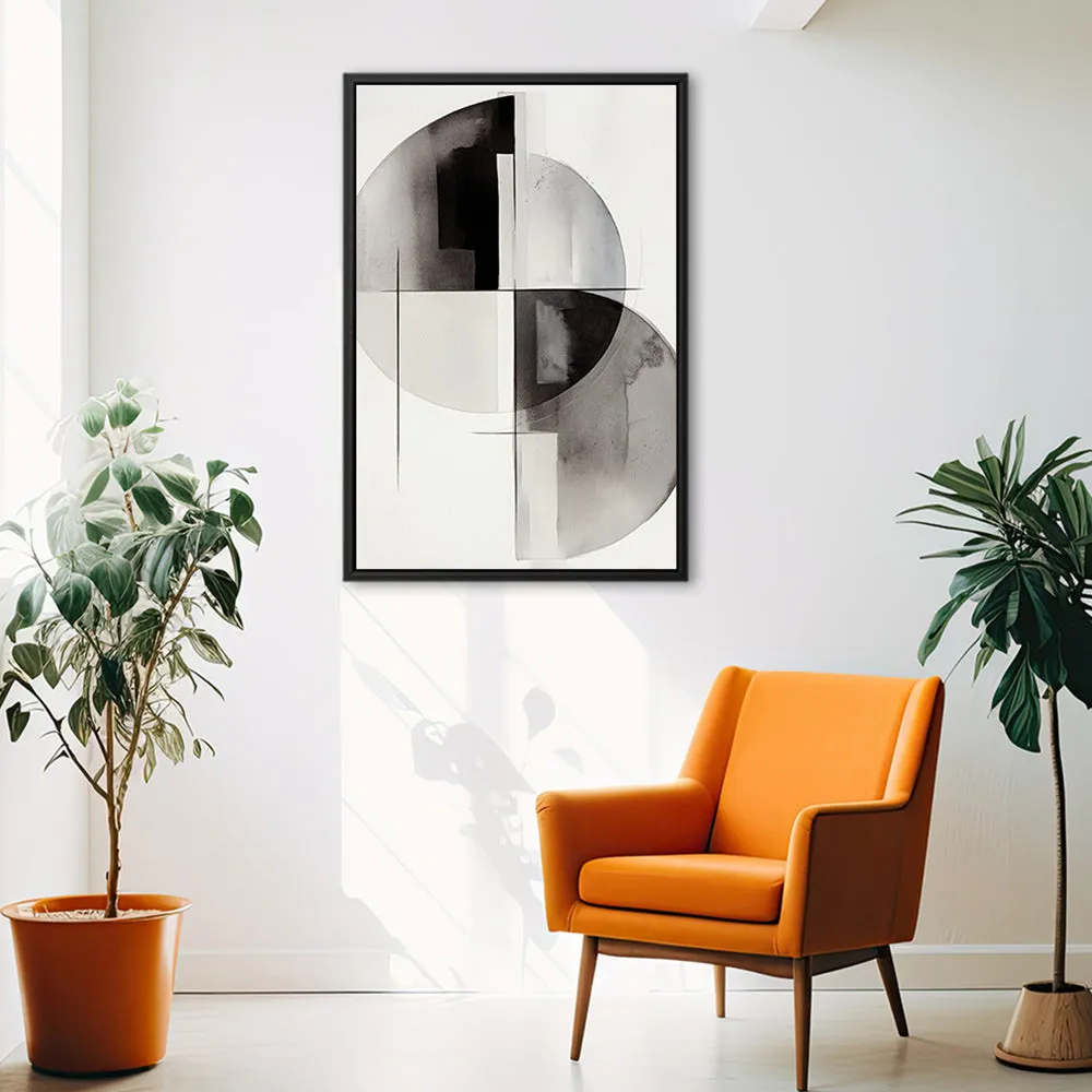 Canvas Wall Art Stretched Over Wooden Frame with Floating Frame and Circles Painting CV4138