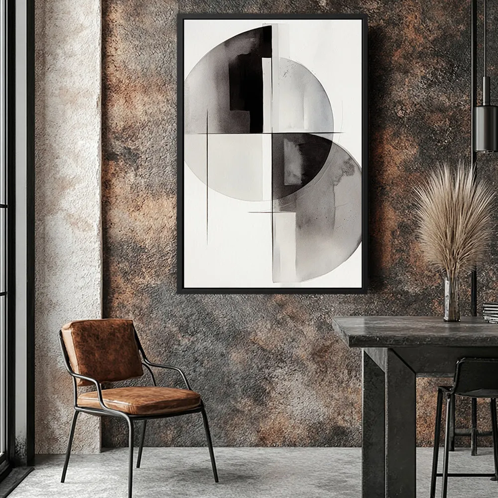 Canvas Wall Art Stretched Over Wooden Frame with Floating Frame and Circles Painting CV4138