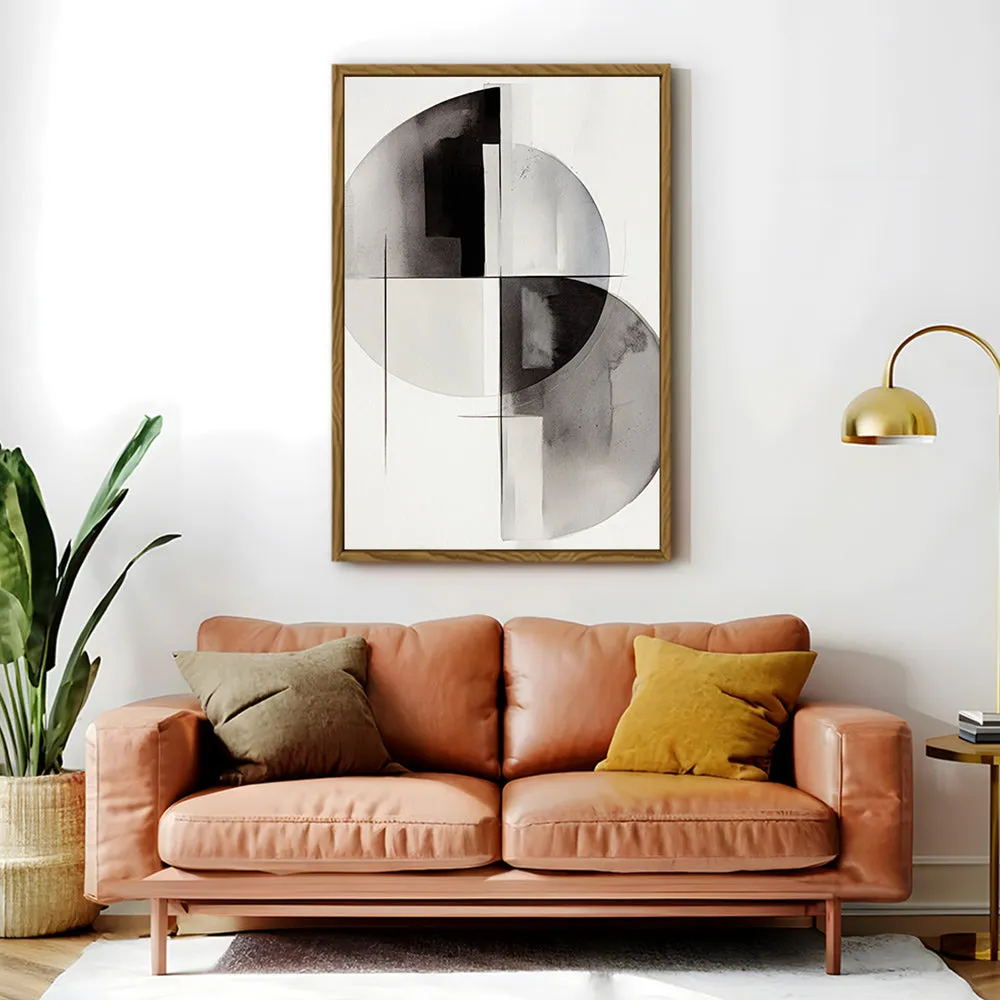 Canvas Wall Art Stretched Over Wooden Frame with Floating Frame and Circles Painting CV4138