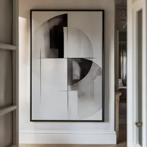 Canvas Wall Art Stretched Over Wooden Frame with Floating Frame and Circles Painting CV4138