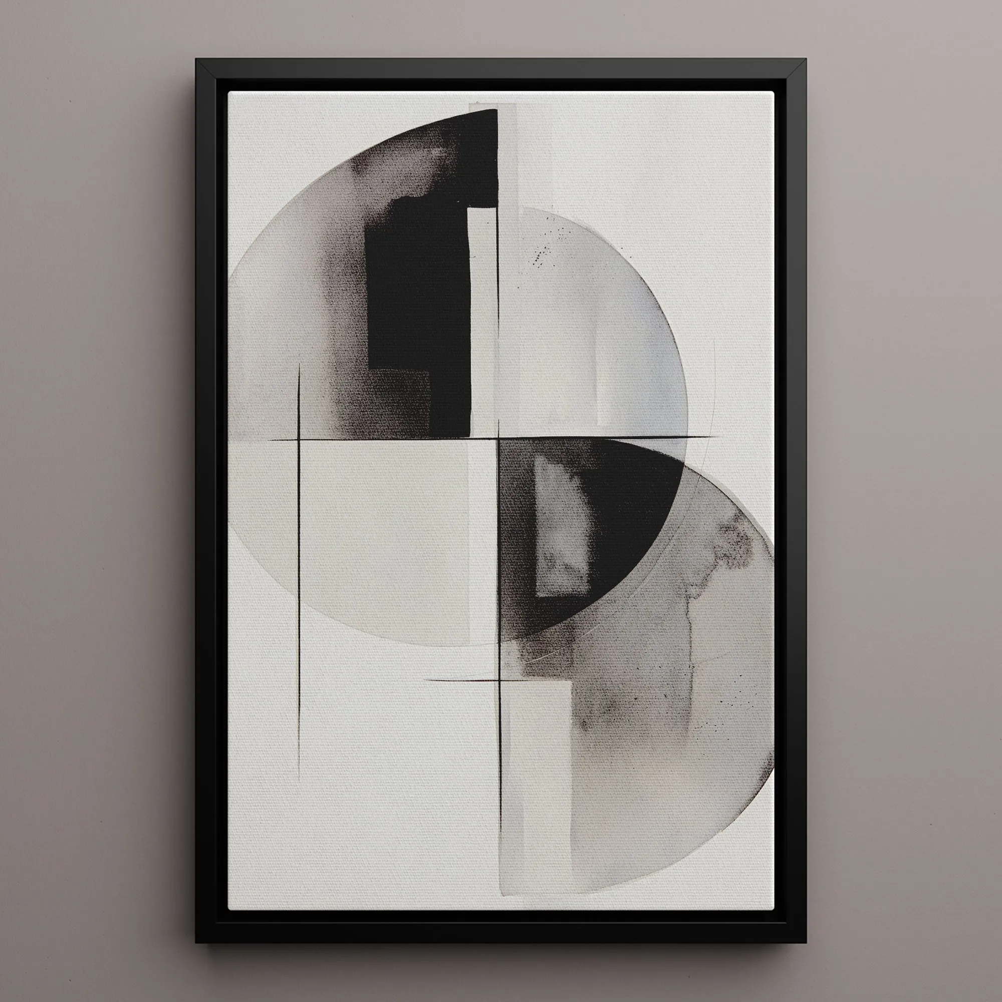 Canvas Wall Art Stretched Over Wooden Frame with Floating Frame and Circles Painting CV4138