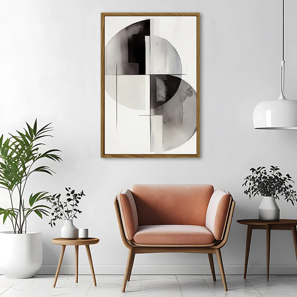 Canvas Wall Art Stretched Over Wooden Frame with Floating Frame and Circles Painting CV4138