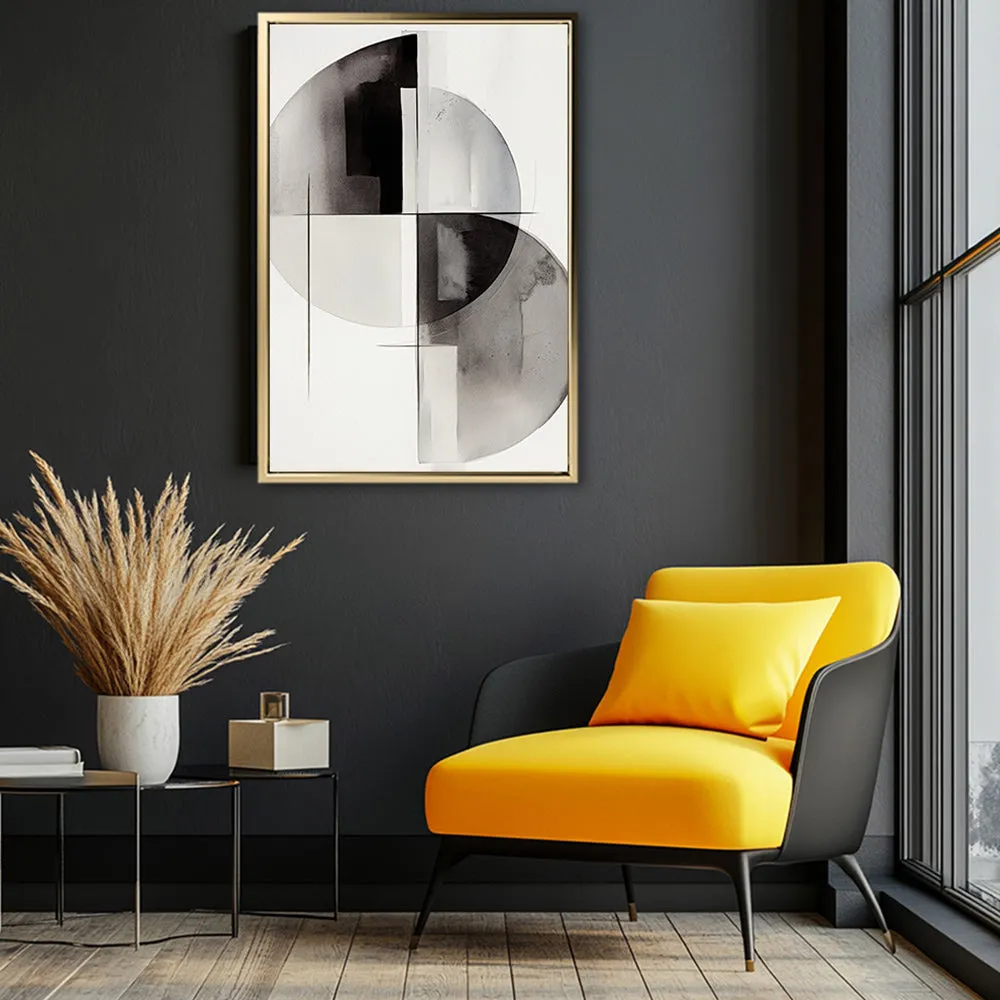 Canvas Wall Art Stretched Over Wooden Frame with Floating Frame and Circles Painting CV4138