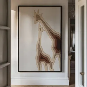 Canvas Wall Art Stretched Over Wooden Frame with Floating Frame and Couple OF Giraffes Painting CV4144