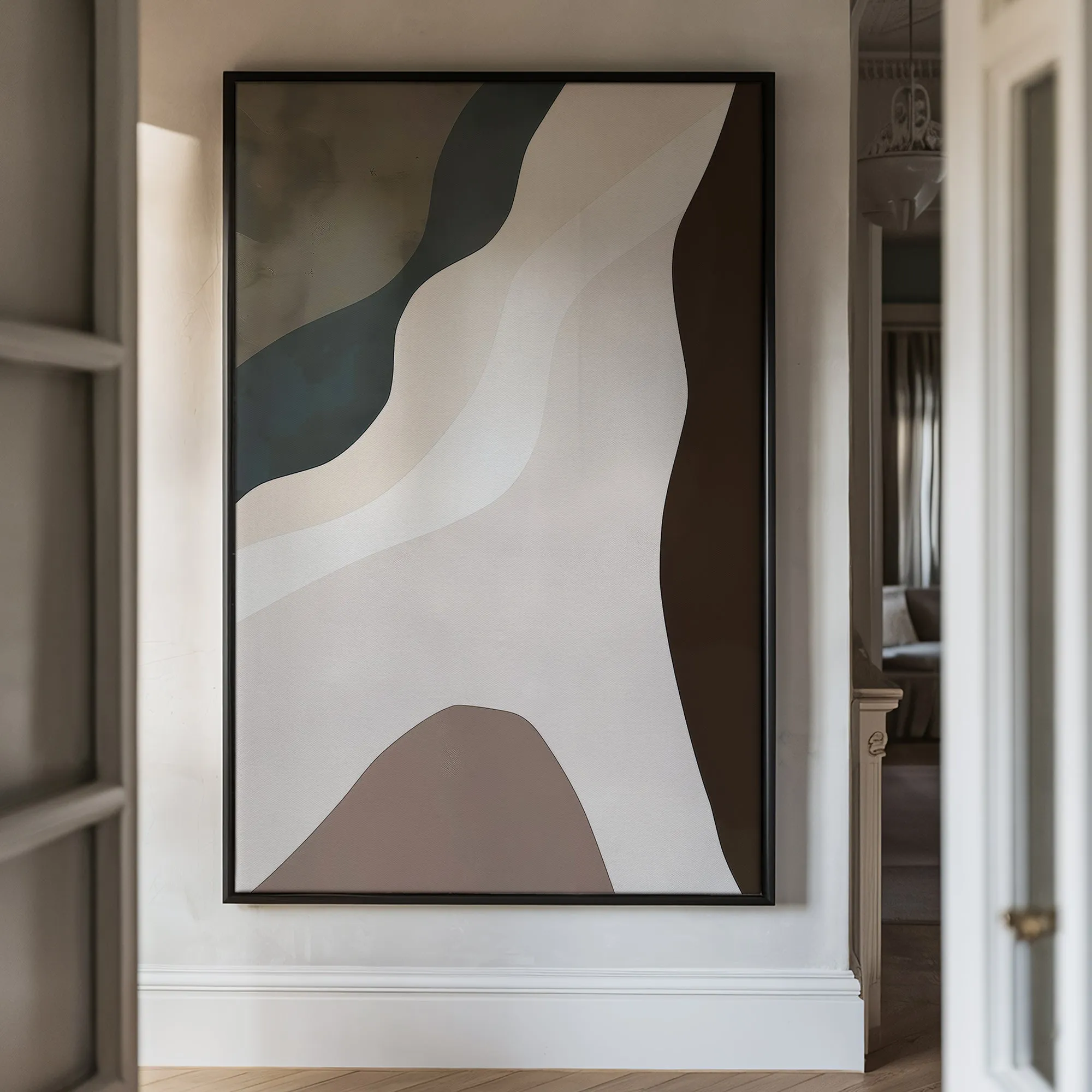 Canvas Wall Art Stretched Over Wooden Frame with Floating Frame and Cross Road Abstract Painting CV4146