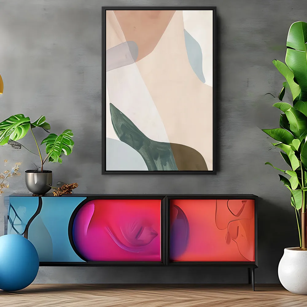 Canvas Wall Art Stretched Over Wooden Frame with Floating Frame and Earth Tones Abstract Painting CV4154