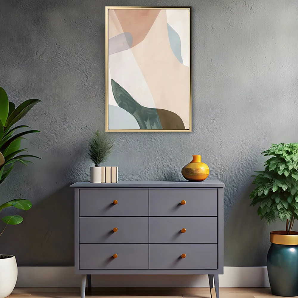 Canvas Wall Art Stretched Over Wooden Frame with Floating Frame and Earth Tones Abstract Painting CV4154