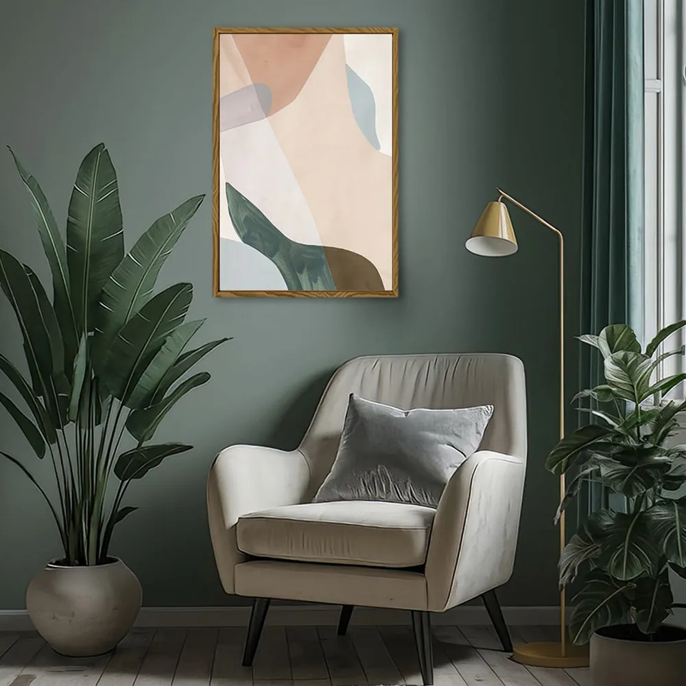Canvas Wall Art Stretched Over Wooden Frame with Floating Frame and Earth Tones Abstract Painting CV4154