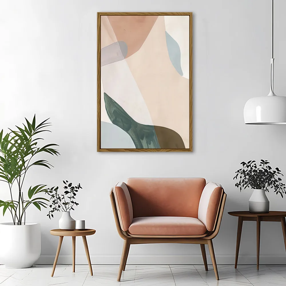 Canvas Wall Art Stretched Over Wooden Frame with Floating Frame and Earth Tones Abstract Painting CV4154