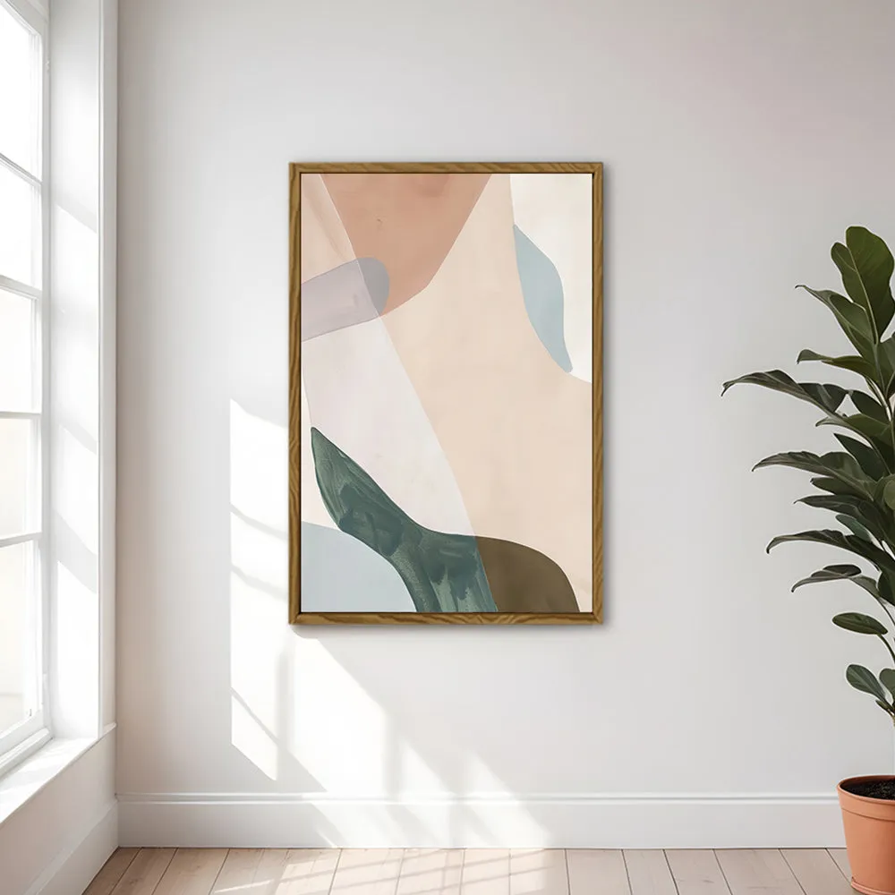 Canvas Wall Art Stretched Over Wooden Frame with Floating Frame and Earth Tones Abstract Painting CV4154