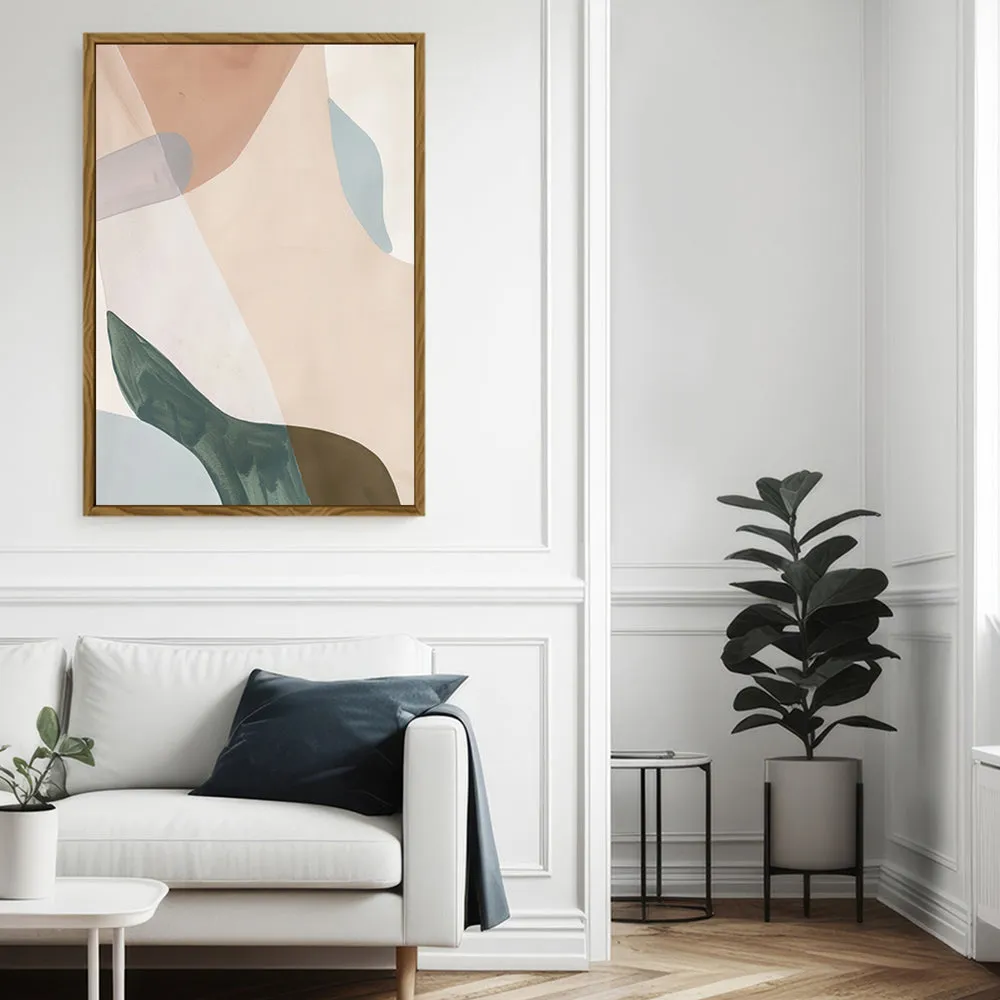 Canvas Wall Art Stretched Over Wooden Frame with Floating Frame and Earth Tones Abstract Painting CV4154