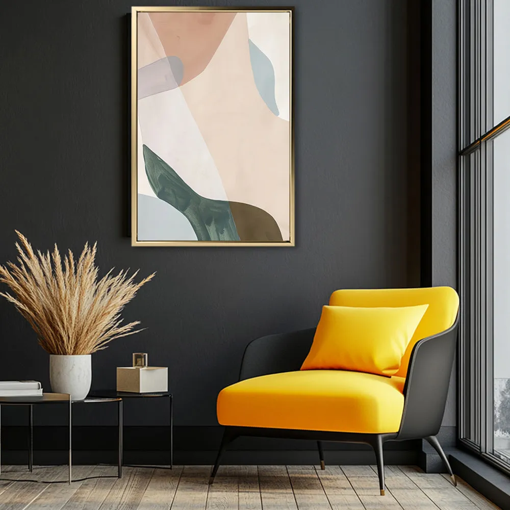 Canvas Wall Art Stretched Over Wooden Frame with Floating Frame and Earth Tones Abstract Painting CV4154