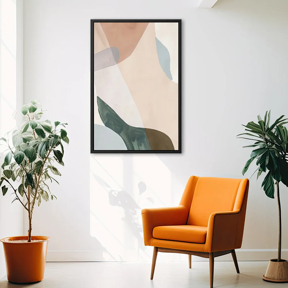 Canvas Wall Art Stretched Over Wooden Frame with Floating Frame and Earth Tones Abstract Painting CV4154