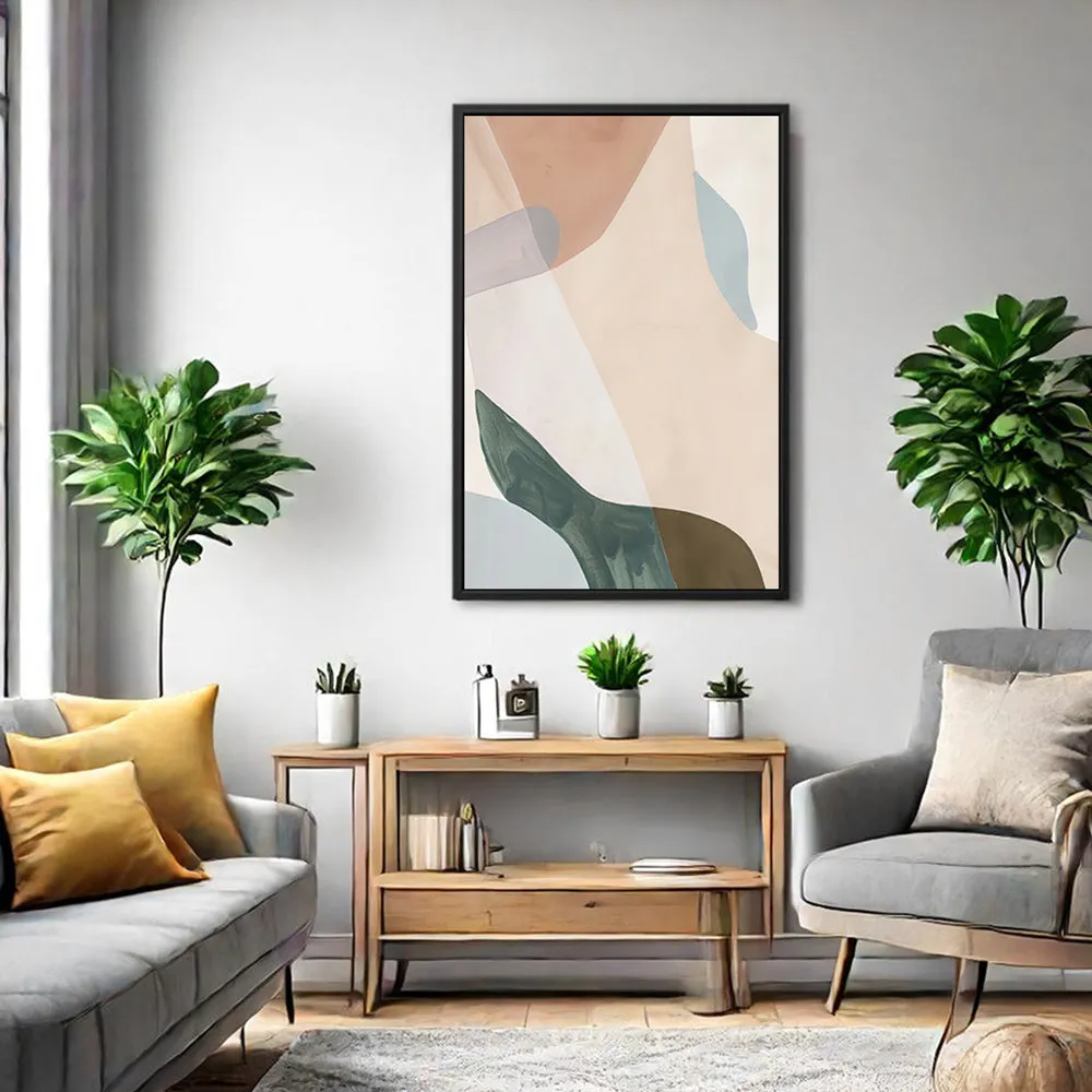Canvas Wall Art Stretched Over Wooden Frame with Floating Frame and Earth Tones Abstract Painting CV4154