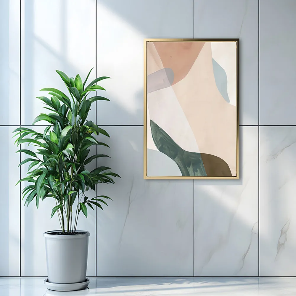 Canvas Wall Art Stretched Over Wooden Frame with Floating Frame and Earth Tones Abstract Painting CV4154
