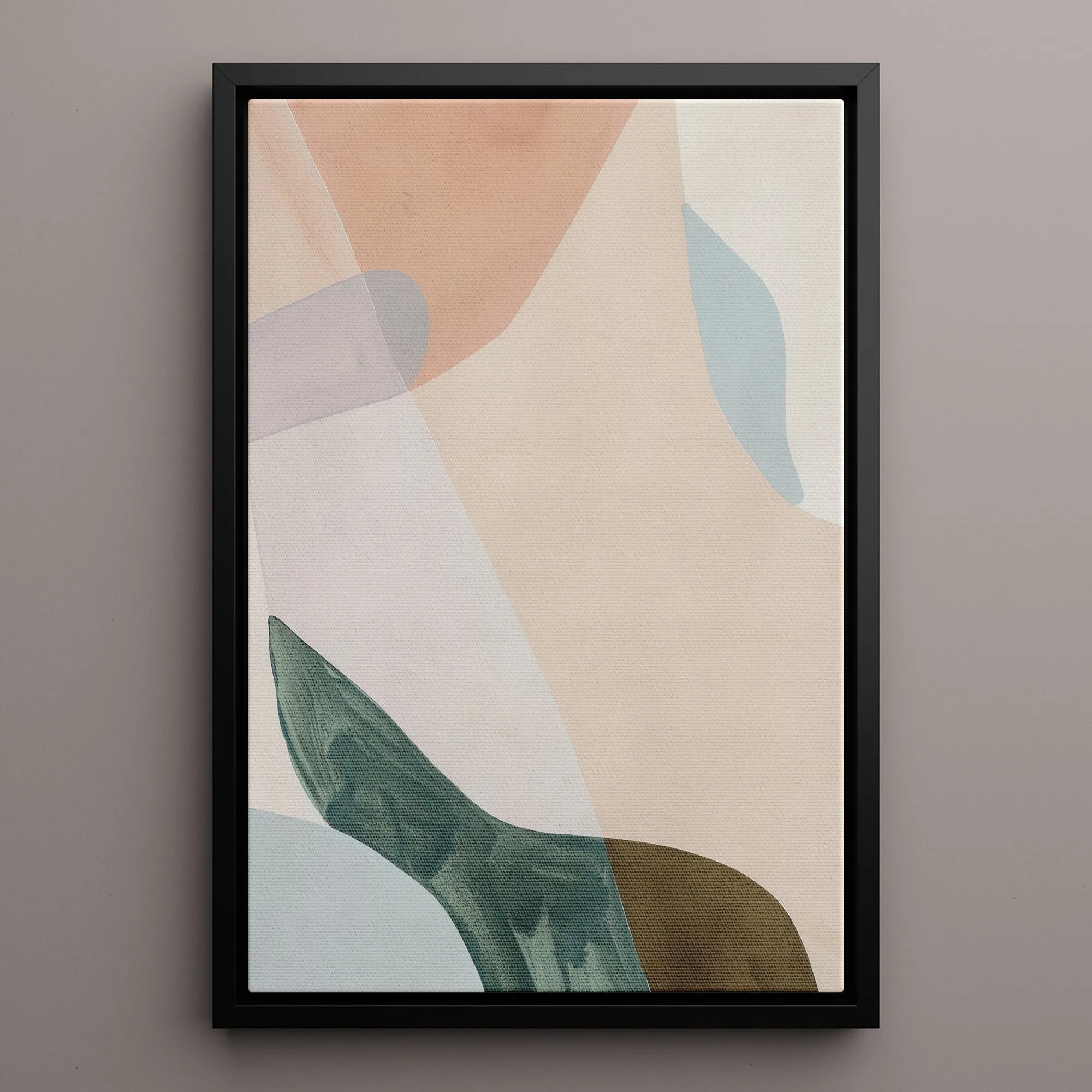 Canvas Wall Art Stretched Over Wooden Frame with Floating Frame and Earth Tones Abstract Painting CV4154