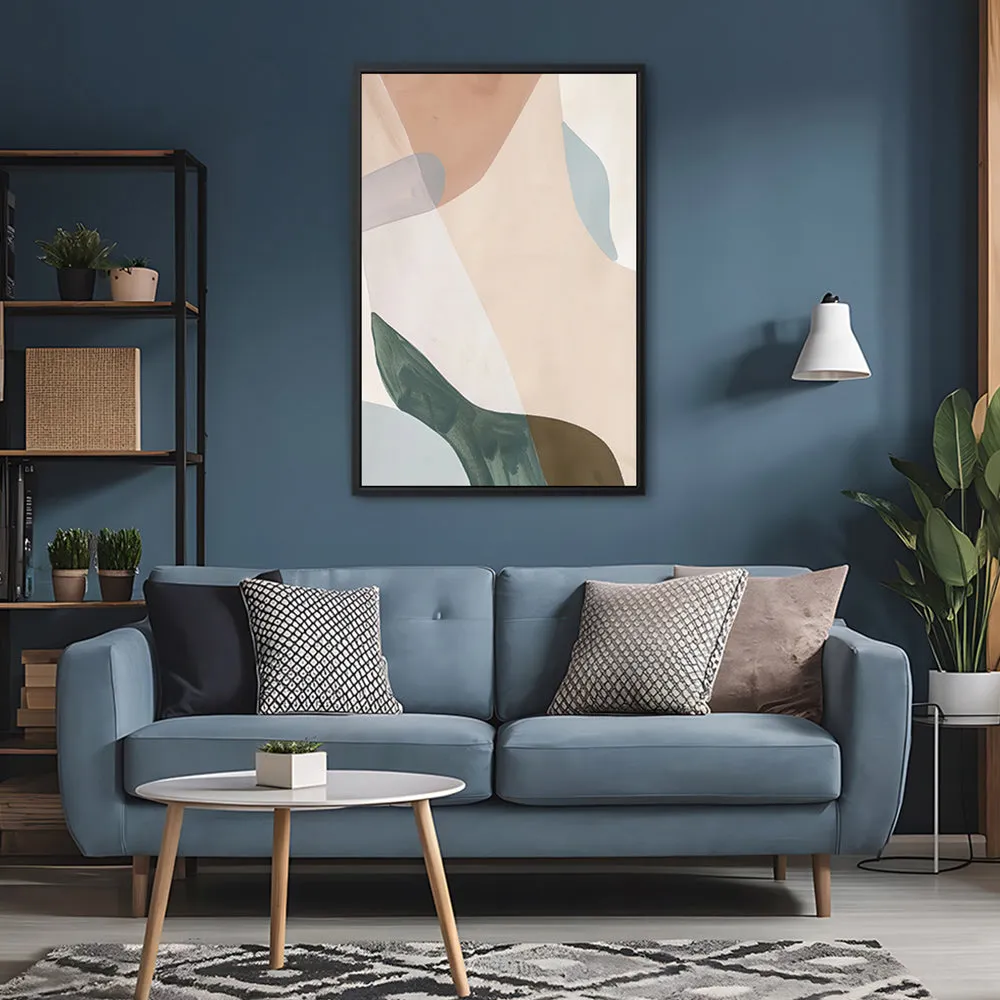 Canvas Wall Art Stretched Over Wooden Frame with Floating Frame and Earth Tones Abstract Painting CV4154