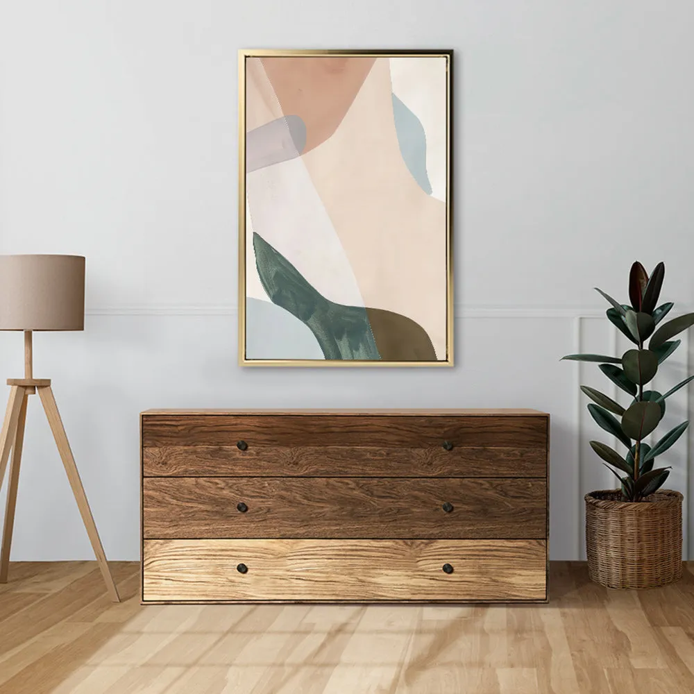 Canvas Wall Art Stretched Over Wooden Frame with Floating Frame and Earth Tones Abstract Painting CV4154