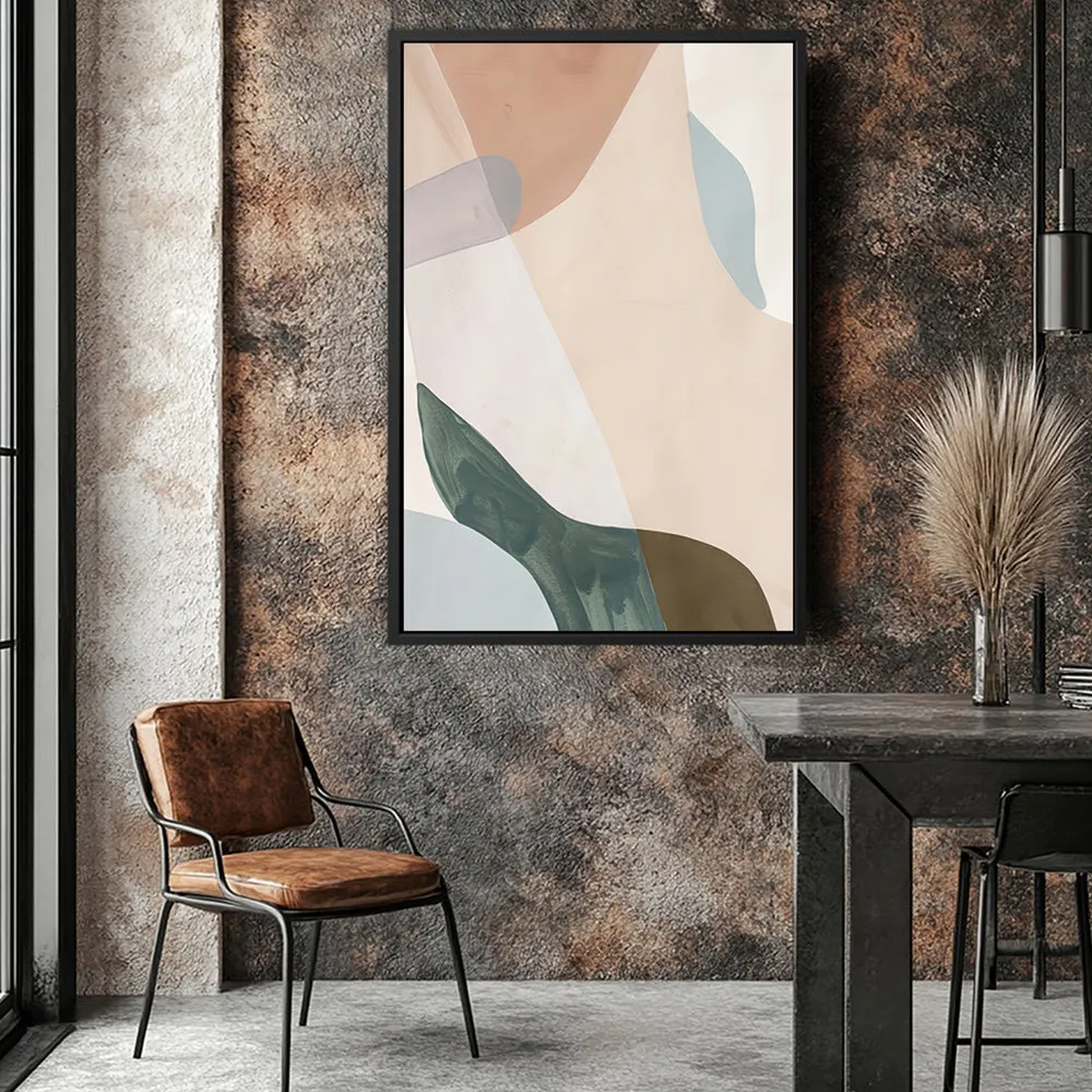Canvas Wall Art Stretched Over Wooden Frame with Floating Frame and Earth Tones Abstract Painting CV4154