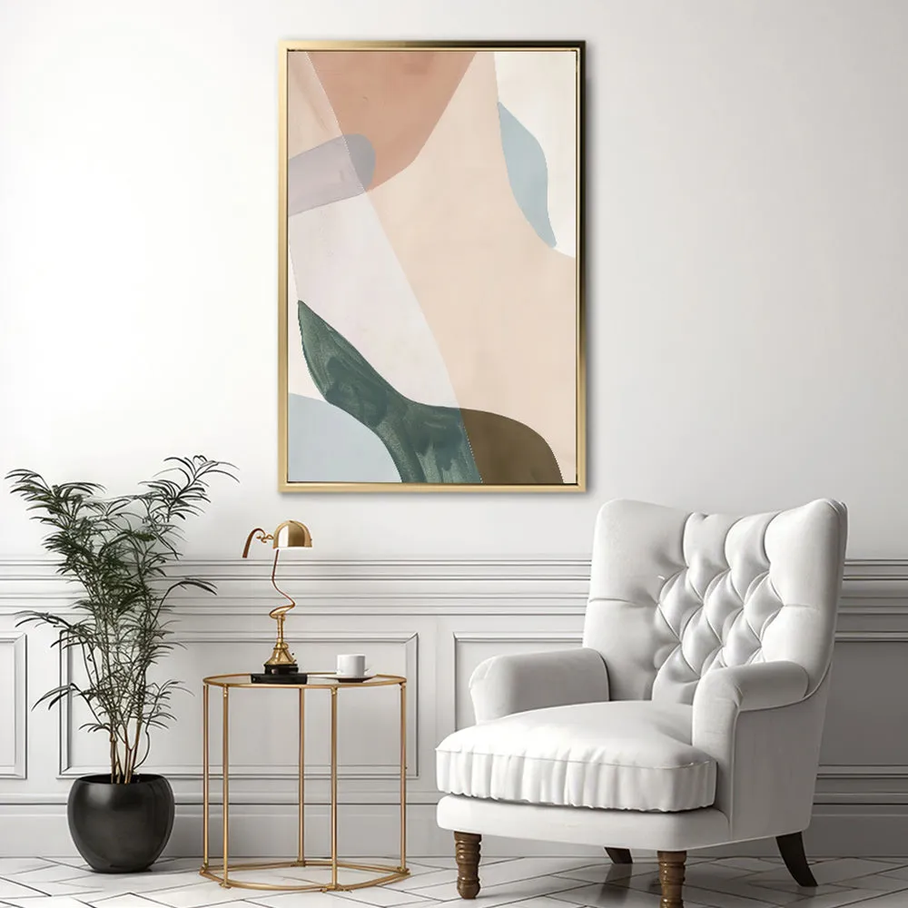 Canvas Wall Art Stretched Over Wooden Frame with Floating Frame and Earth Tones Abstract Painting CV4154