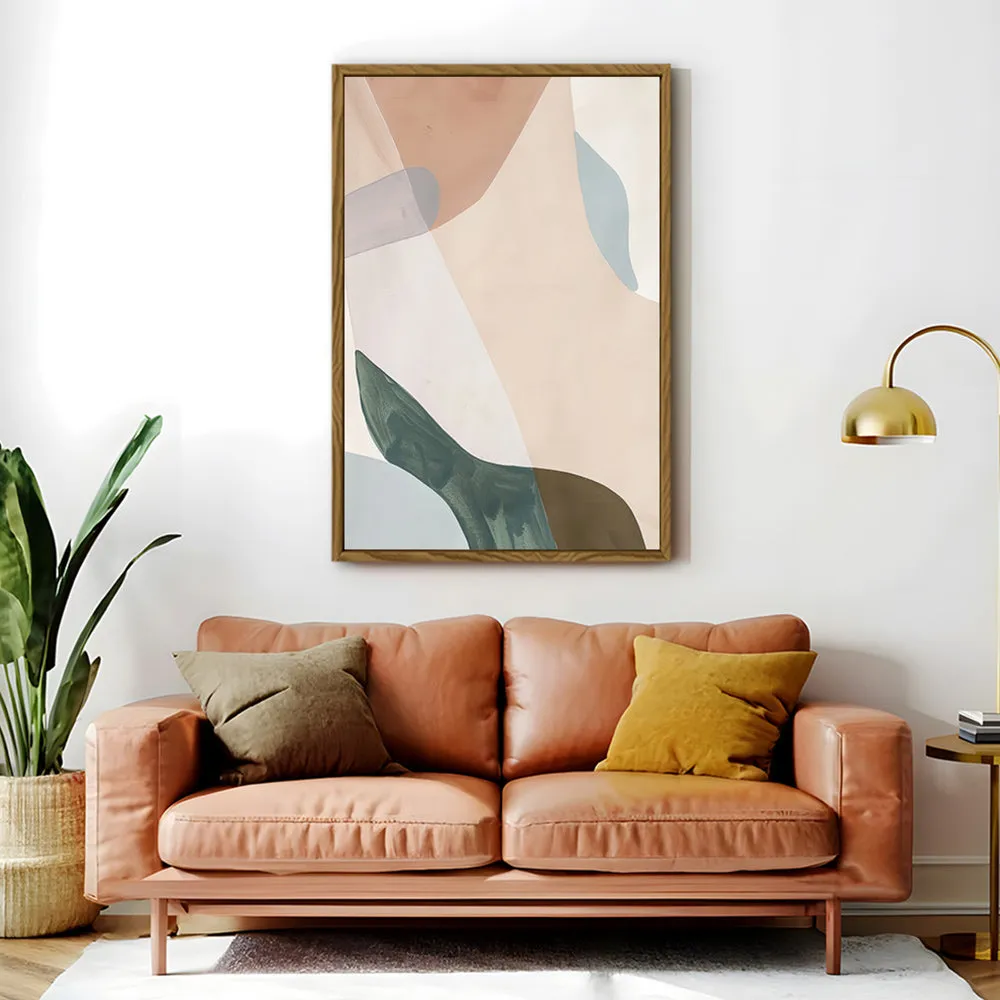 Canvas Wall Art Stretched Over Wooden Frame with Floating Frame and Earth Tones Abstract Painting CV4154