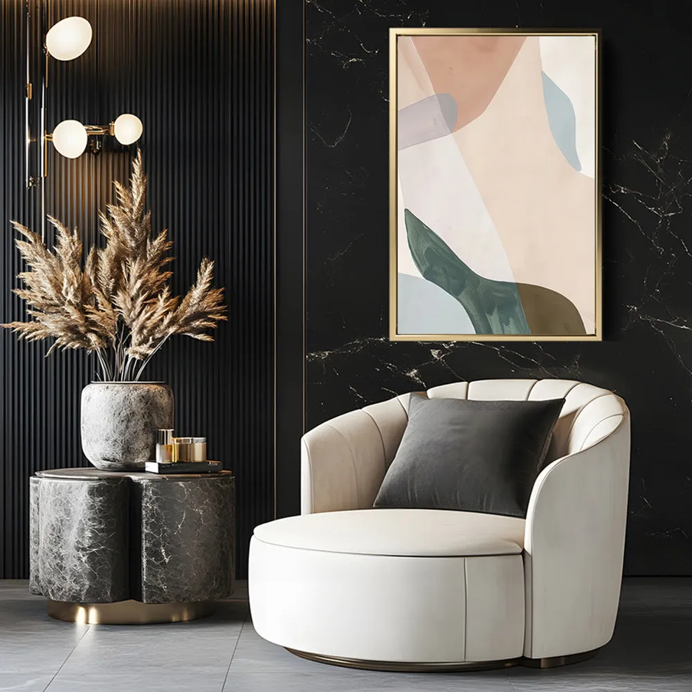 Canvas Wall Art Stretched Over Wooden Frame with Floating Frame and Earth Tones Abstract Painting CV4154