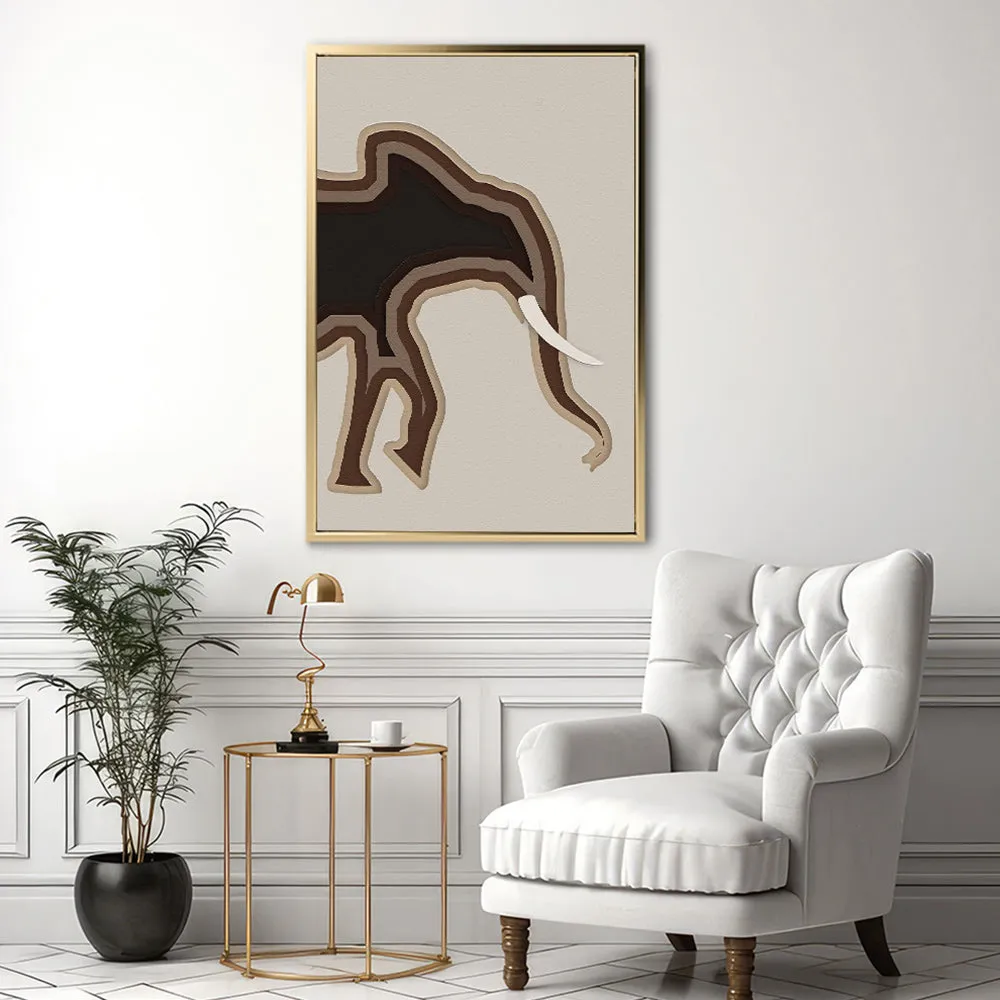 Canvas Wall Art Stretched Over Wooden Frame with Floating Frame and Elephant Abstract Painting CV4155