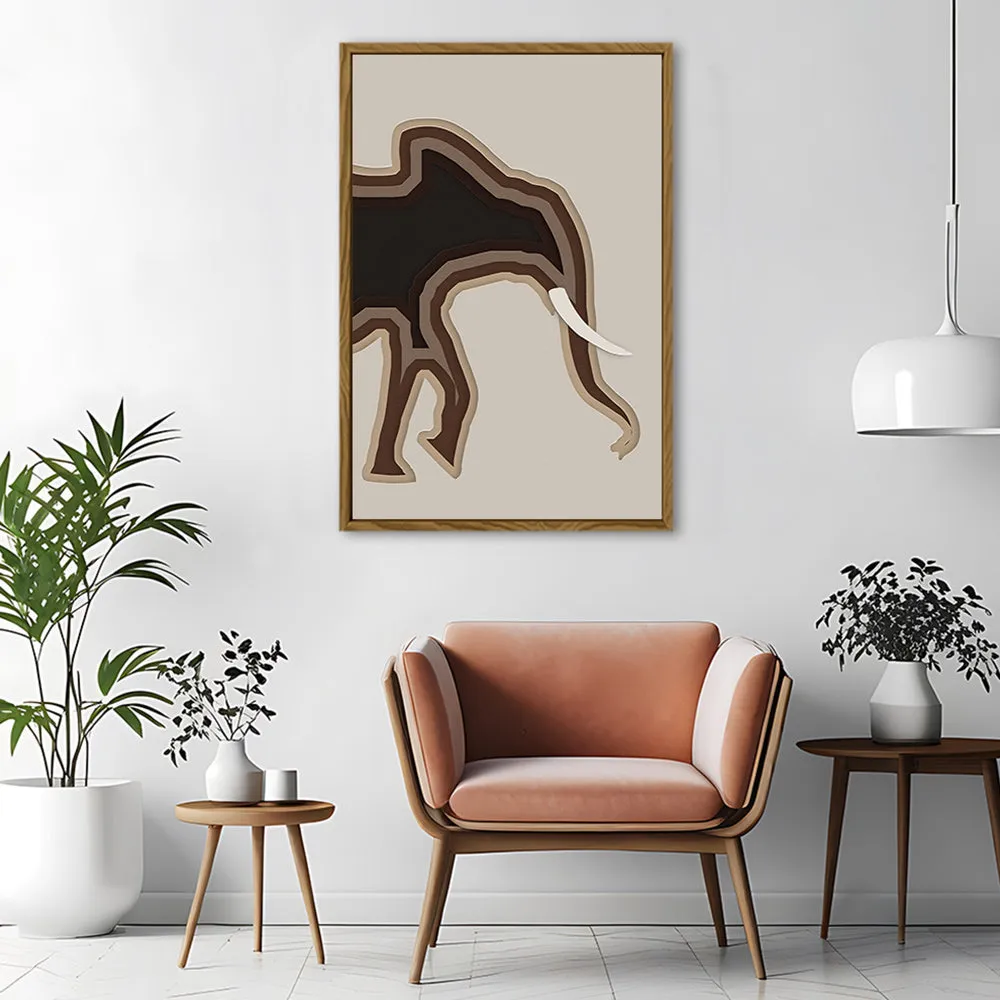 Canvas Wall Art Stretched Over Wooden Frame with Floating Frame and Elephant Abstract Painting CV4155