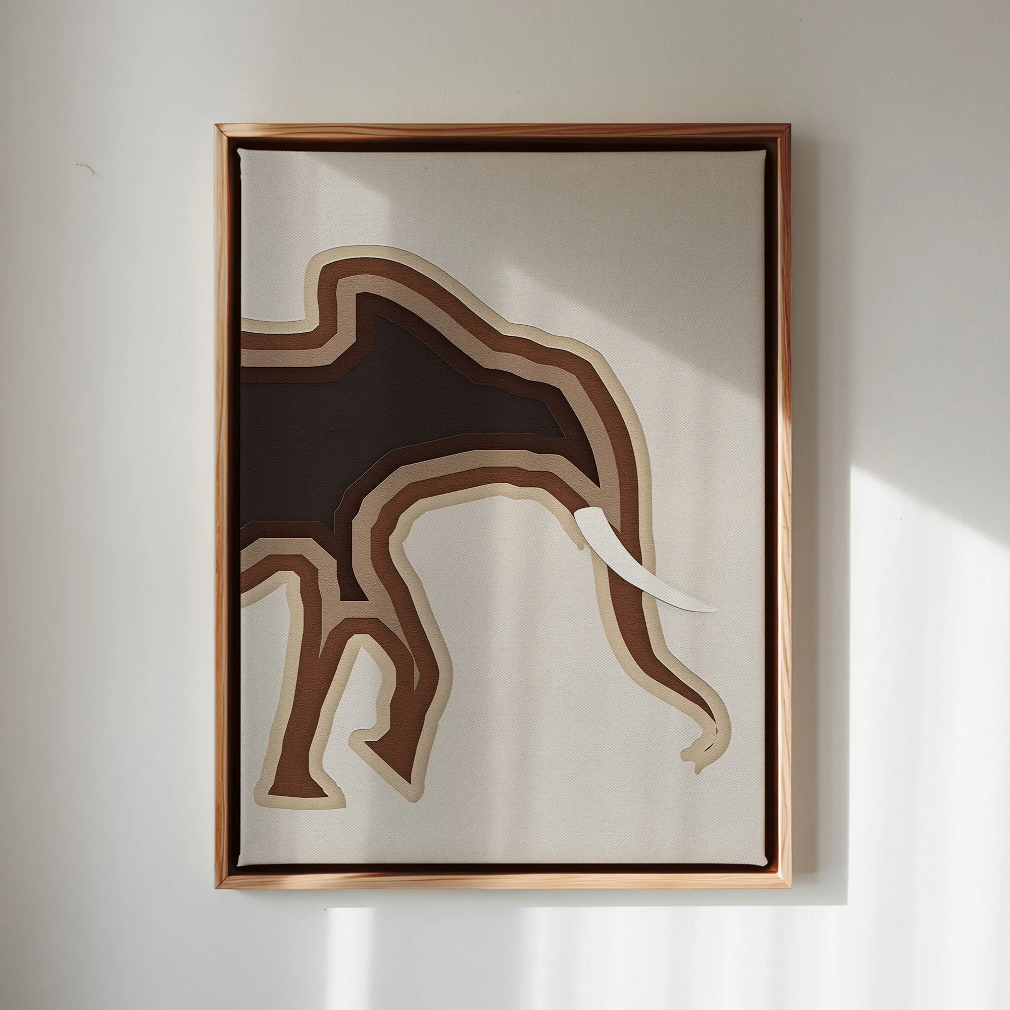 Canvas Wall Art Stretched Over Wooden Frame with Floating Frame and Elephant Abstract Painting CV4155