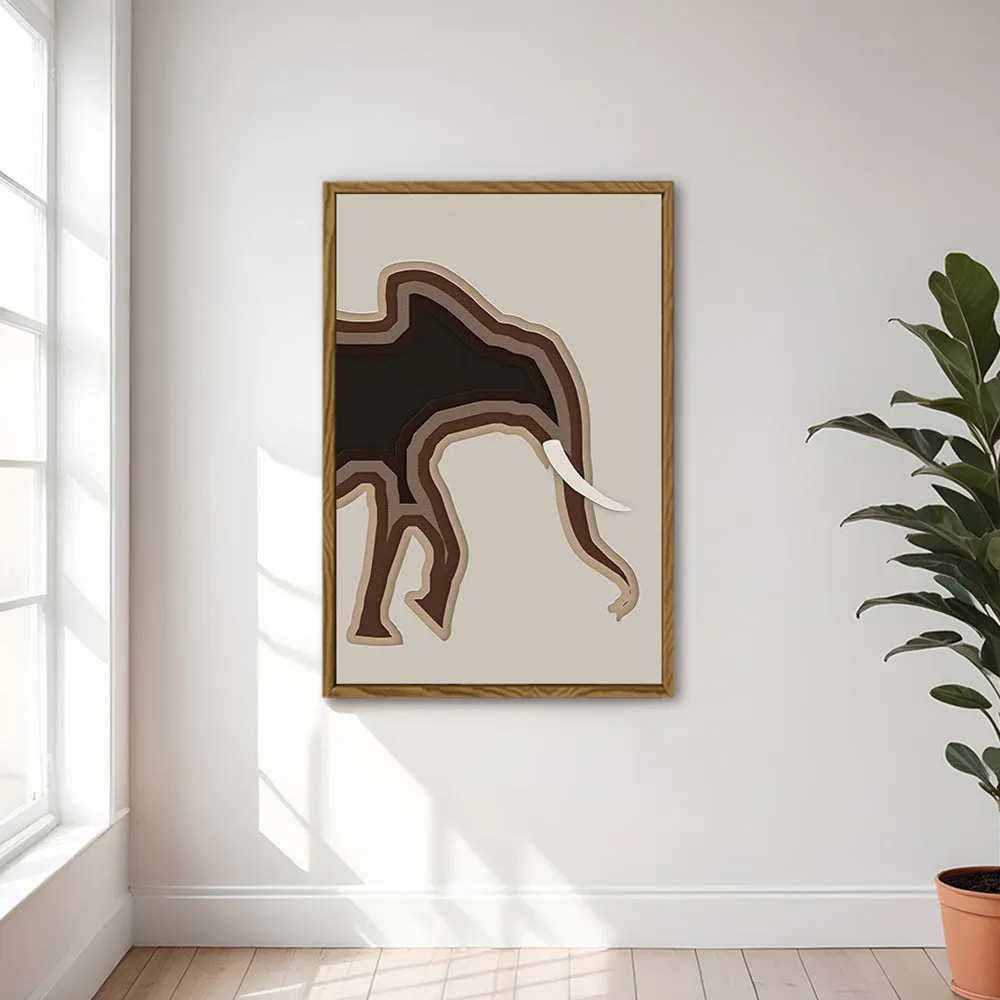 Canvas Wall Art Stretched Over Wooden Frame with Floating Frame and Elephant Abstract Painting CV4155
