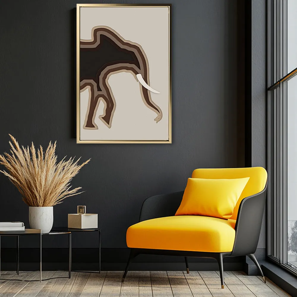 Canvas Wall Art Stretched Over Wooden Frame with Floating Frame and Elephant Abstract Painting CV4155