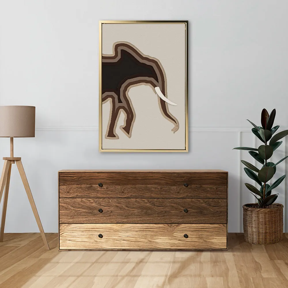 Canvas Wall Art Stretched Over Wooden Frame with Floating Frame and Elephant Abstract Painting CV4155