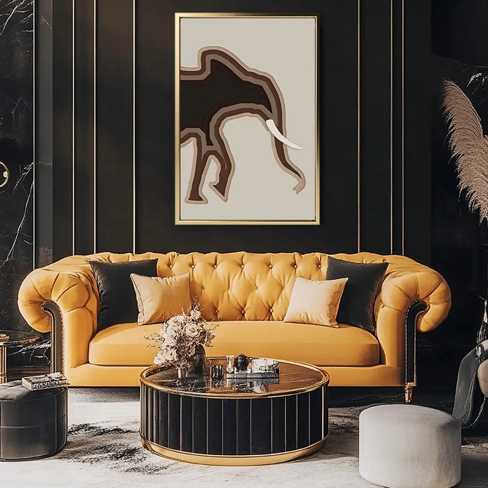 Canvas Wall Art Stretched Over Wooden Frame with Floating Frame and Elephant Abstract Painting CV4155