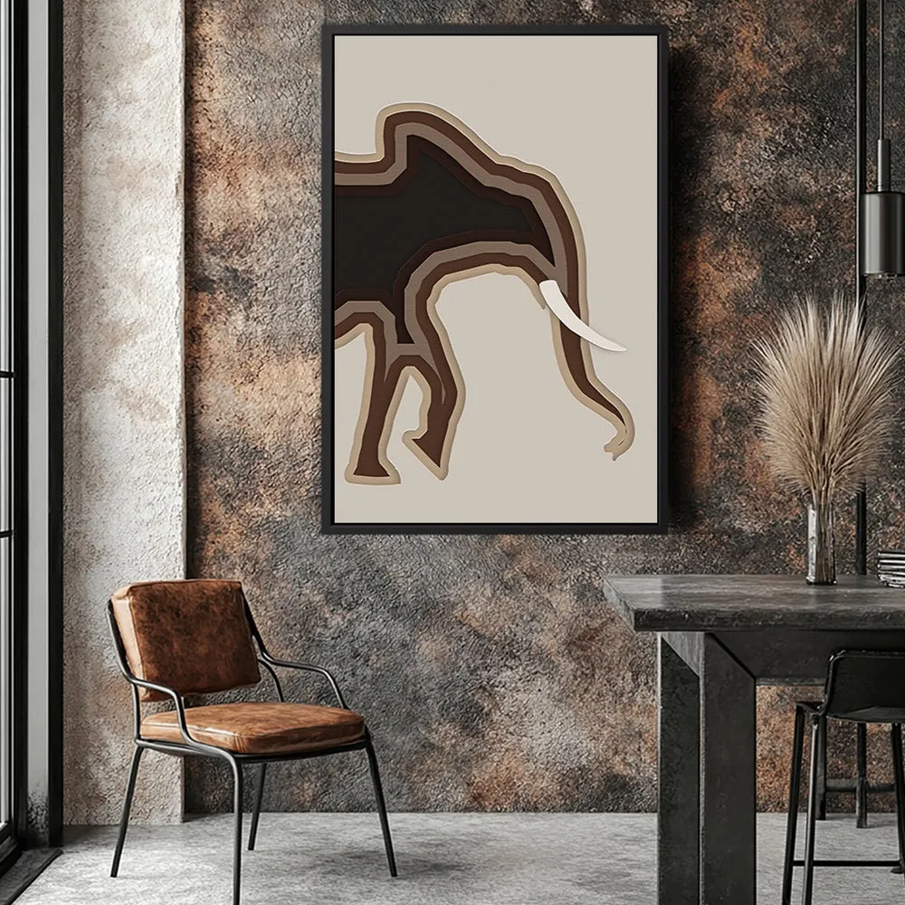 Canvas Wall Art Stretched Over Wooden Frame with Floating Frame and Elephant Abstract Painting CV4155