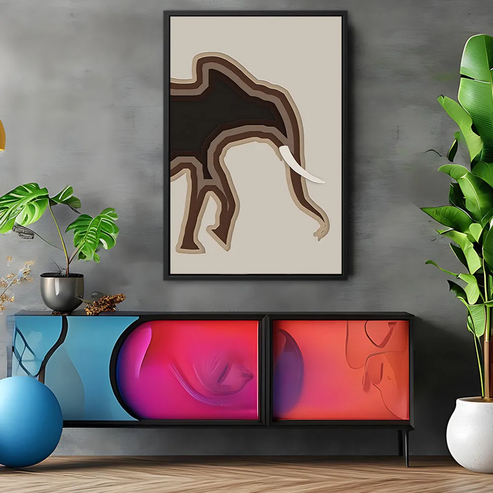 Canvas Wall Art Stretched Over Wooden Frame with Floating Frame and Elephant Abstract Painting CV4155