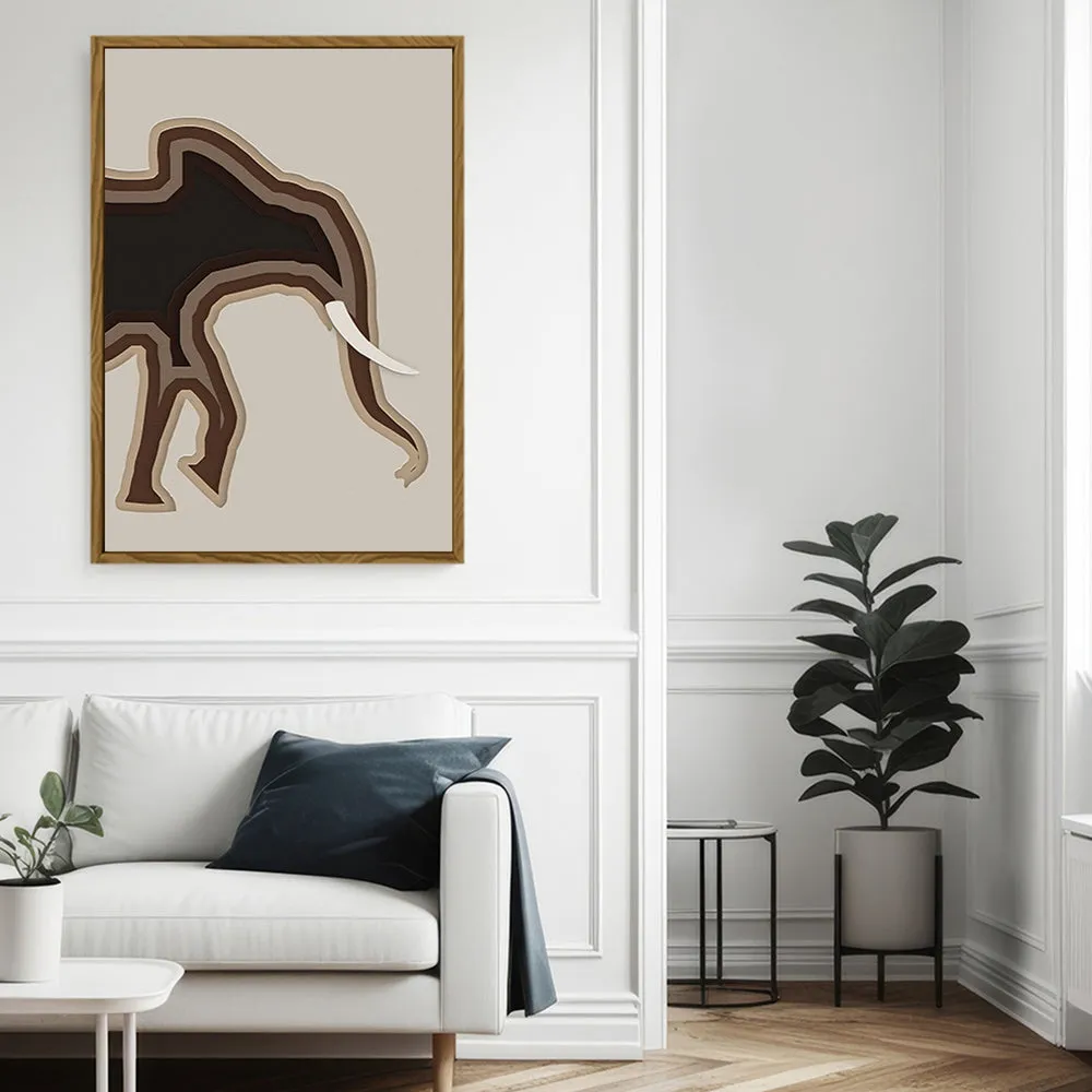 Canvas Wall Art Stretched Over Wooden Frame with Floating Frame and Elephant Abstract Painting CV4155