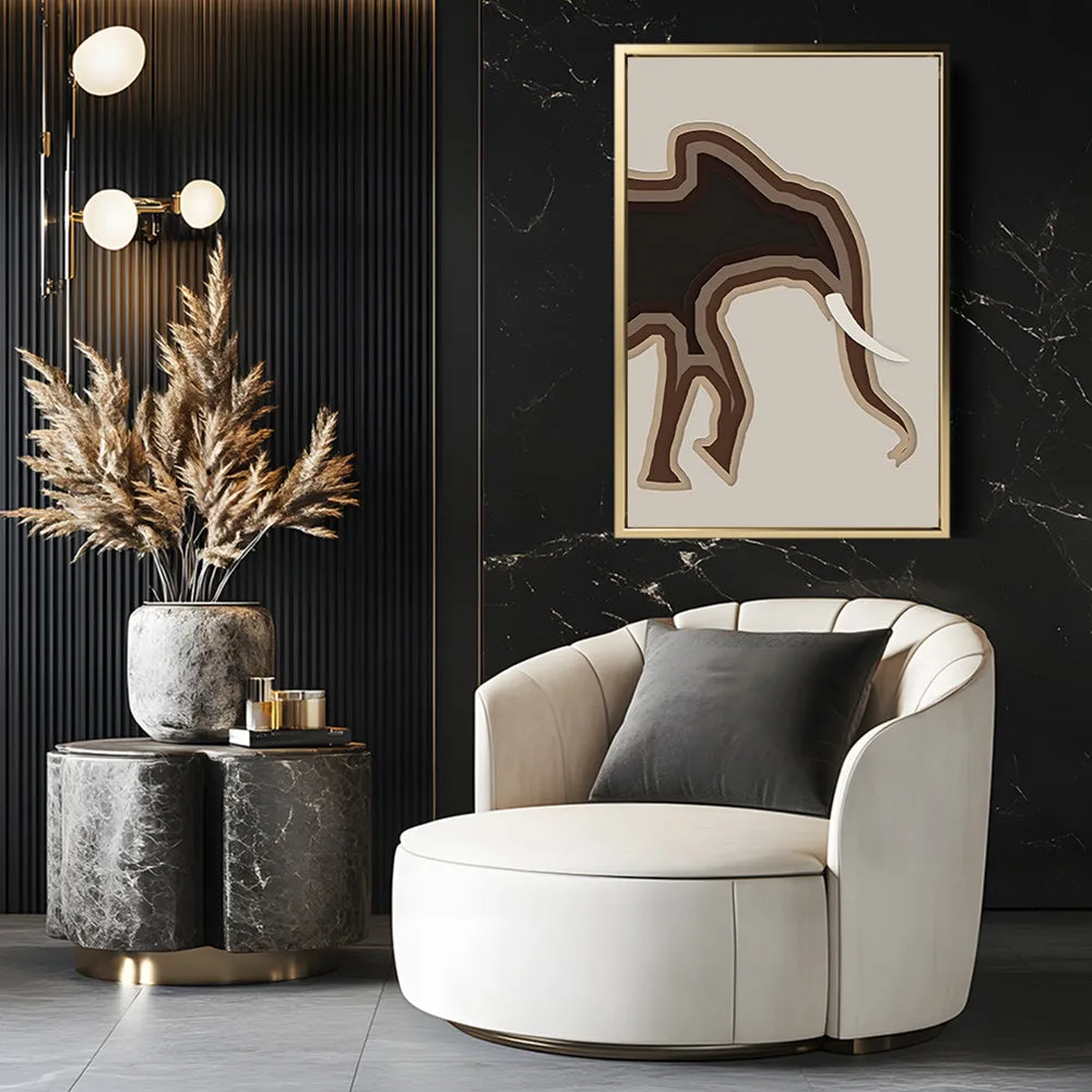 Canvas Wall Art Stretched Over Wooden Frame with Floating Frame and Elephant Abstract Painting CV4155