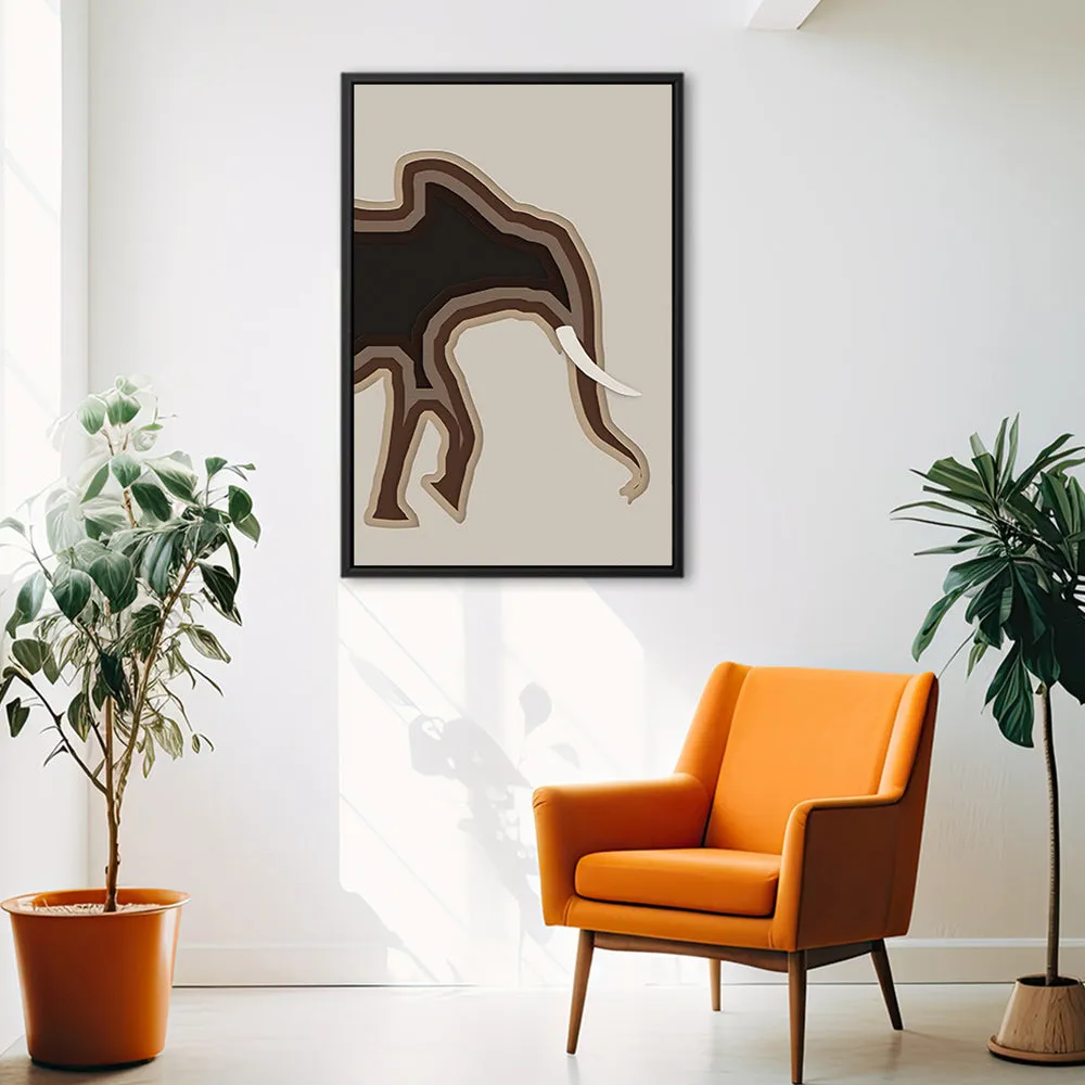 Canvas Wall Art Stretched Over Wooden Frame with Floating Frame and Elephant Abstract Painting CV4155