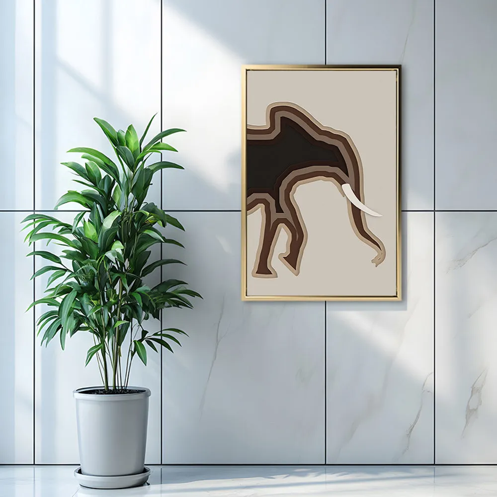 Canvas Wall Art Stretched Over Wooden Frame with Floating Frame and Elephant Abstract Painting CV4155