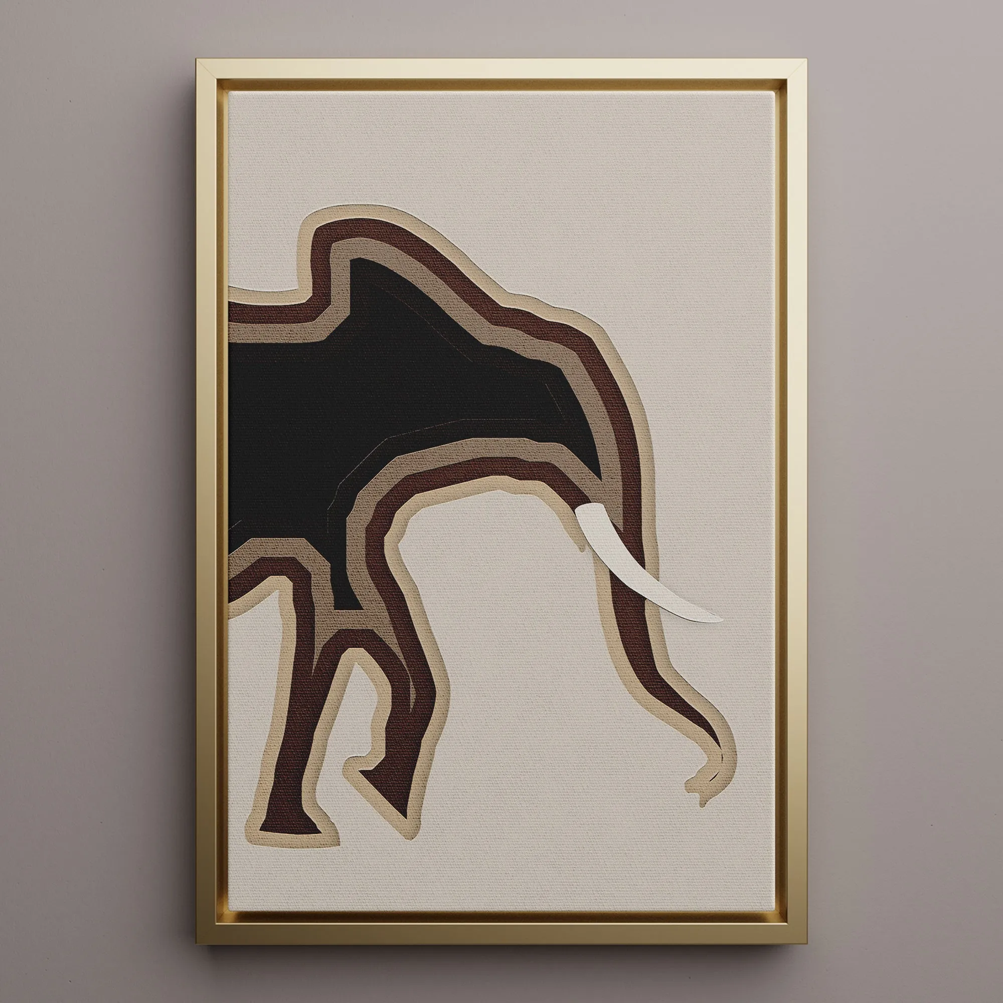 Canvas Wall Art Stretched Over Wooden Frame with Floating Frame and Elephant Abstract Painting CV4155