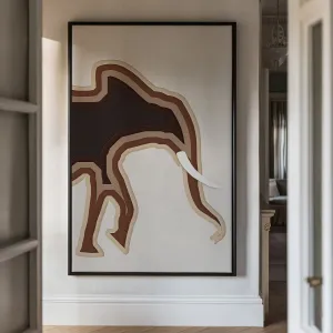 Canvas Wall Art Stretched Over Wooden Frame with Floating Frame and Elephant Abstract Painting CV4155