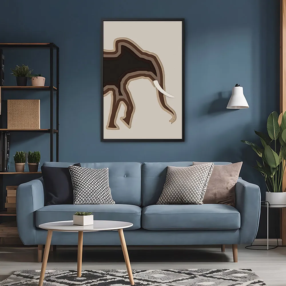 Canvas Wall Art Stretched Over Wooden Frame with Floating Frame and Elephant Abstract Painting CV4155