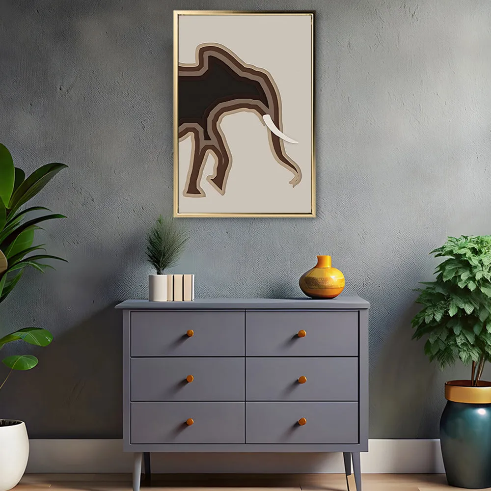 Canvas Wall Art Stretched Over Wooden Frame with Floating Frame and Elephant Abstract Painting CV4155